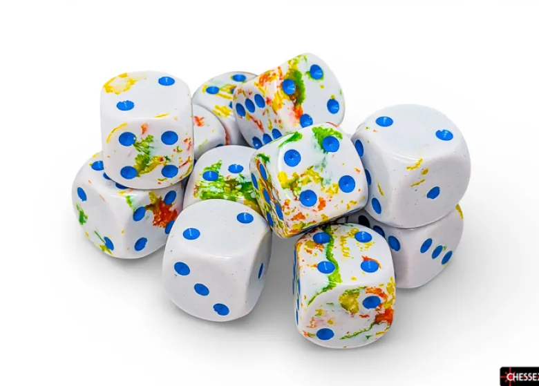Chessex Brush Breezy/blue 16mm d6 Dice Block (12 dice)