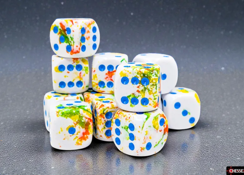 Chessex Brush Breezy/blue 16mm d6 Dice Block (12 dice)