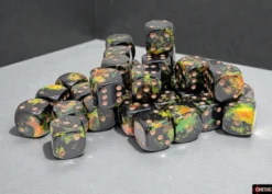 Chessex Brush Deep Forest/gold 12mm d6 Dice Block (36 dice)
