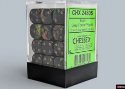 Chessex Brush Deep Forest/gold 12mm d6 Dice Block (36 dice)