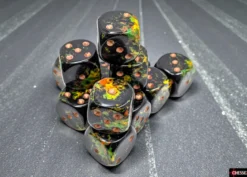 Chessex Brush Deep Forest/gold 16mm d6 Dice Block (12 dice)