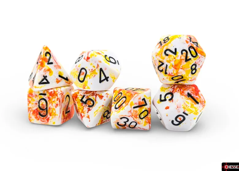 Chessex Brush Polyhedral Sunrise/black 7-Die Set
