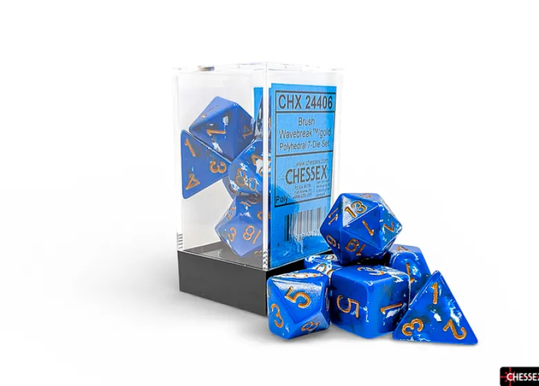 Chessex Brush Polyhedral Wavebreak/gold 7-Die Set