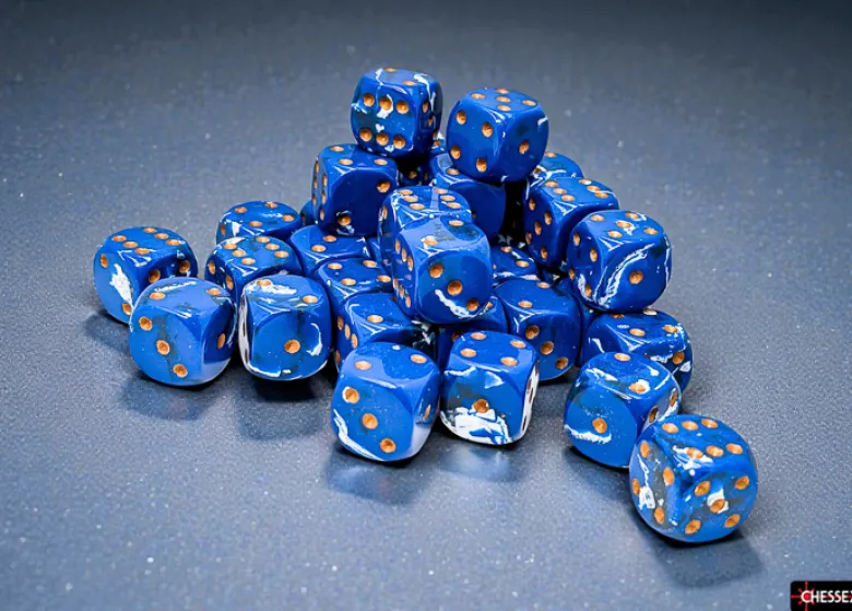 Chessex Brush Wavebreak/gold 12mm d6 Dice Block (36 dice)