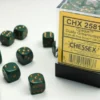 Chessex: - Opaque Dusty Green/Copper 12mm d6 dice block (36)