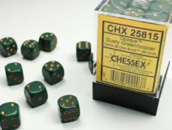 Chessex: - Opaque Dusty Green/Copper 12mm d6 dice block (36)
