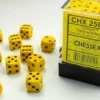 Chessex: - Opaque Yellow/Black 12mm d6 dice block (36)