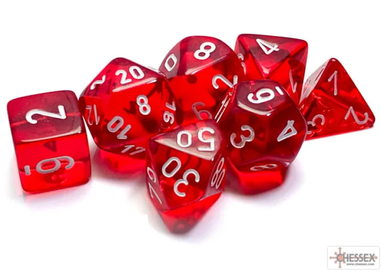 Chessex Translucent Red/White Polyhedral Dice Set