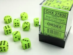 Chessex: - zestaw k6 12mm Vortex Bright Green/black