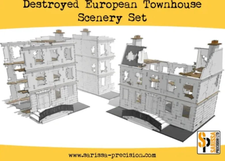 Destroyed European Townhouse Scenery Set