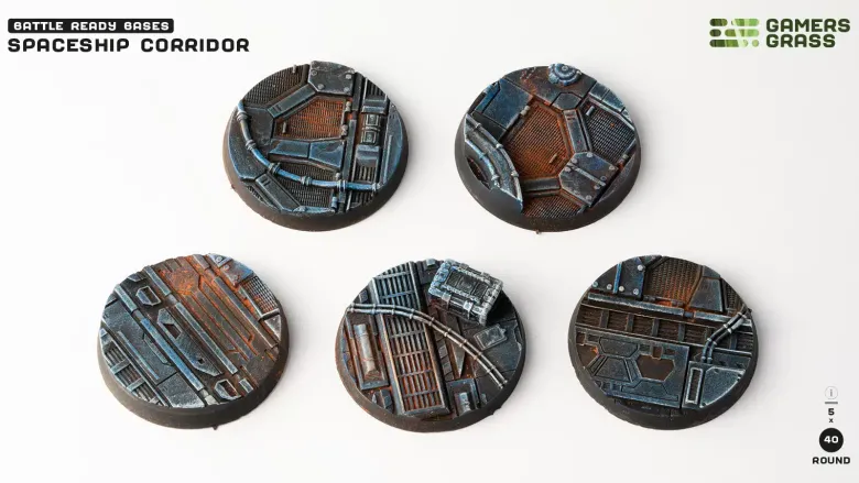 Gamers Grass: Spaceship Corridor Bases, Round 40mm