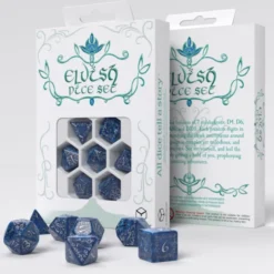 Kości RPG Elfickie Kobaltowo-srebrne (7)