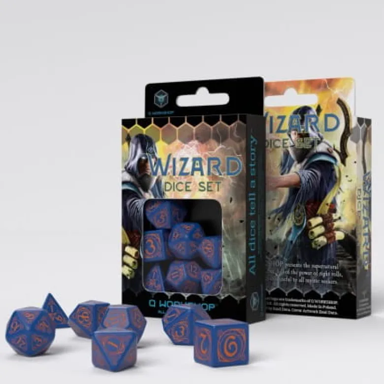 Kości RPG Magów Granatowo-Pomarańczowe