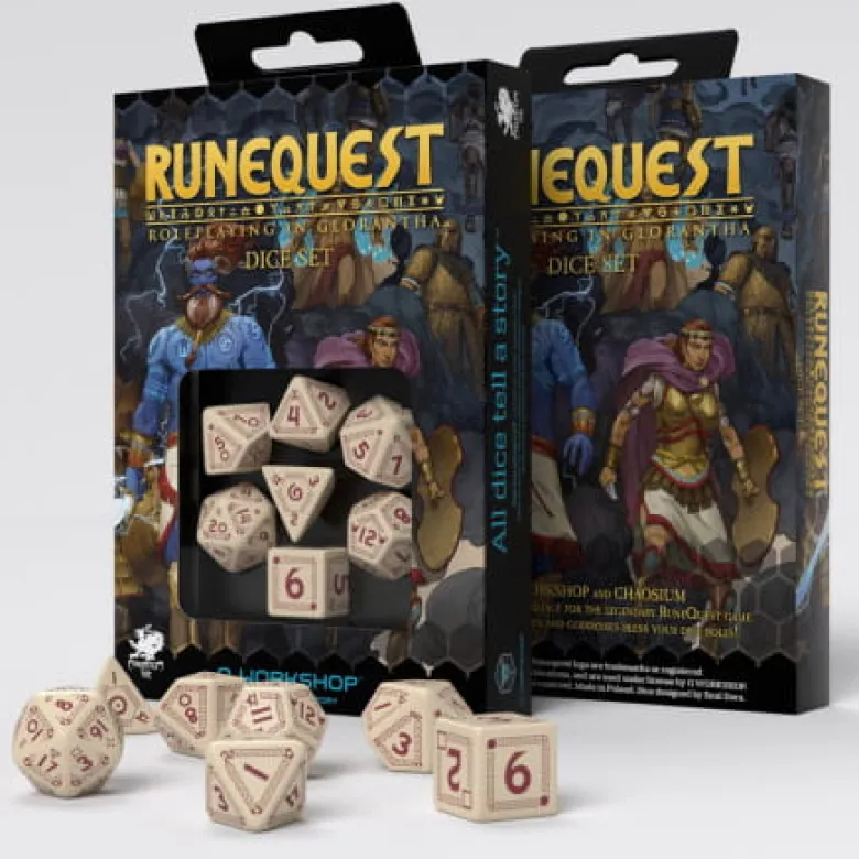 Kości RPG RuneQuest Beżowo-bordowe (7)