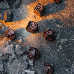 Kości RPG Smocze Modern Czarno-miedziane Obsydian