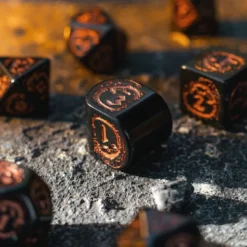 Kości RPG Smocze Modern Czarno-miedziane Obsydian