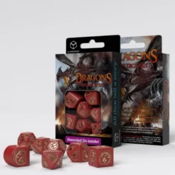 Kości RPG Smocze Modern Czerwono-złote Rubin