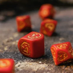 Kości RPG Smocze Modern Czerwono-złote Rubin