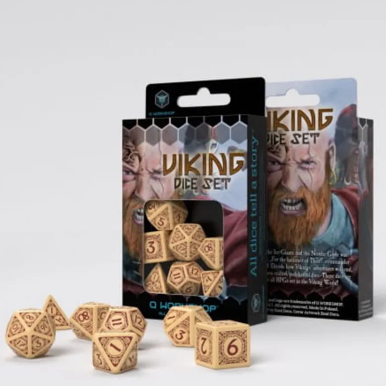 Kości RPG Wikińskie Beżowo-bordowe