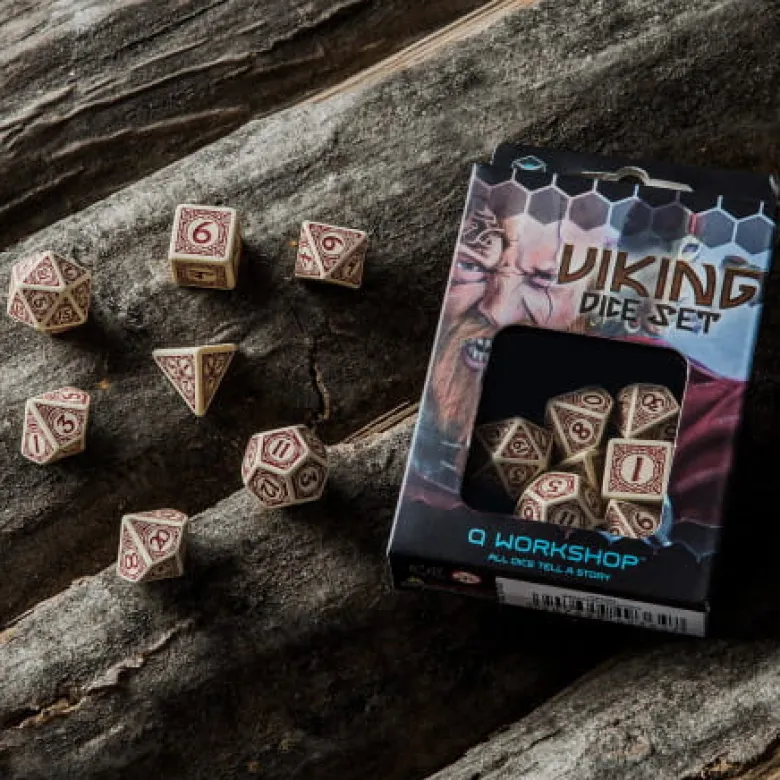 Kości RPG Wikińskie Beżowo-bordowe