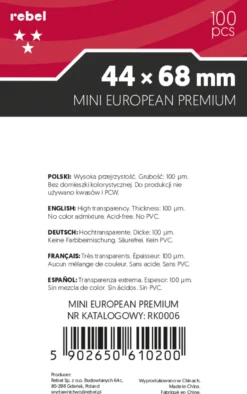Koszulki na karty Rebel: Ara Premium- Mini European (44x68mm), 100 sztuk