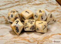 Marble Ivory/black Polyhedral 7-Dice Set