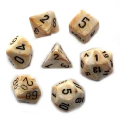 Marble Ivory/black Polyhedral 7-Dice Set