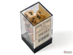 Marble Ivory/black Polyhedral 7-Dice Set