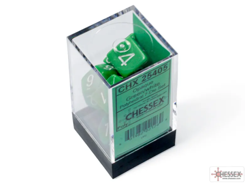 Opaque Green/white Polyhedral 7-Dice Set