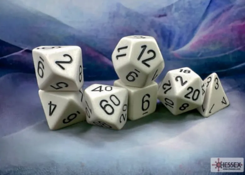 Opaque White/black Polyhedral 7-Dice Set