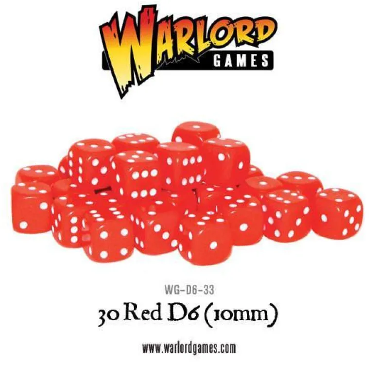 30 Red D6 (10mm)