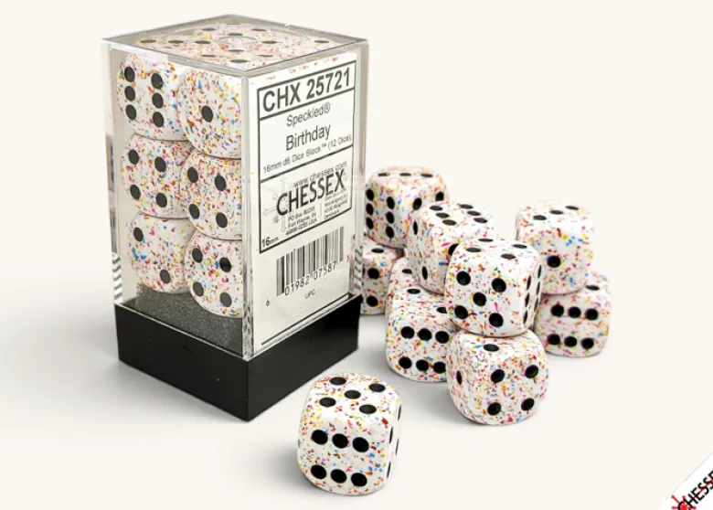 Speckled Birthday - zestaw kości k6 16mm (12 kości)