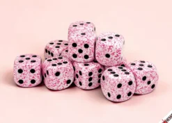 Speckled Pink - zestaw kości k6 16mm (12 kości)