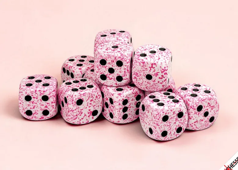 Speckled Pink - zestaw kości k6 16mm (12 kości)