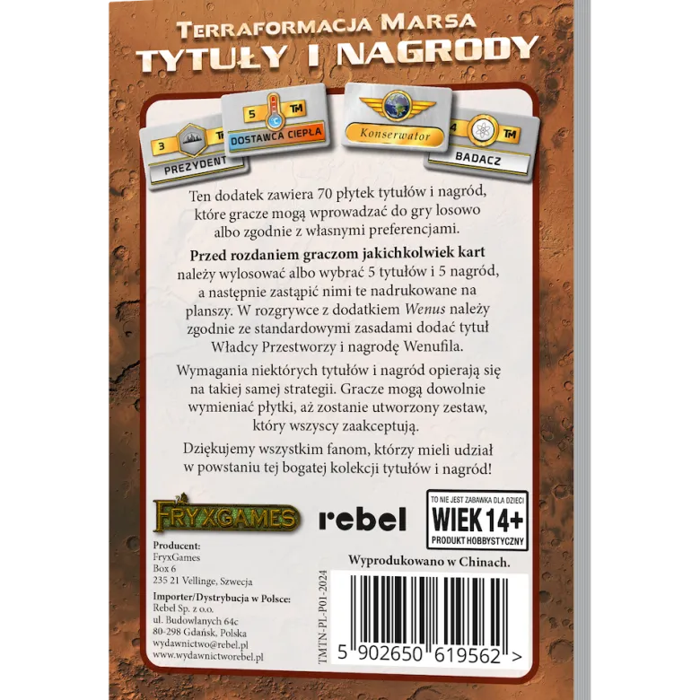 Terraformacja Marsa: Tytuły i nagrody