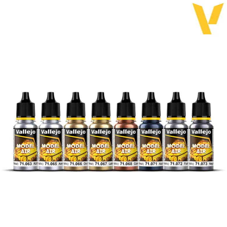 Vallejo Model Air - Metallic Colors Paint set 71.176 17ml.